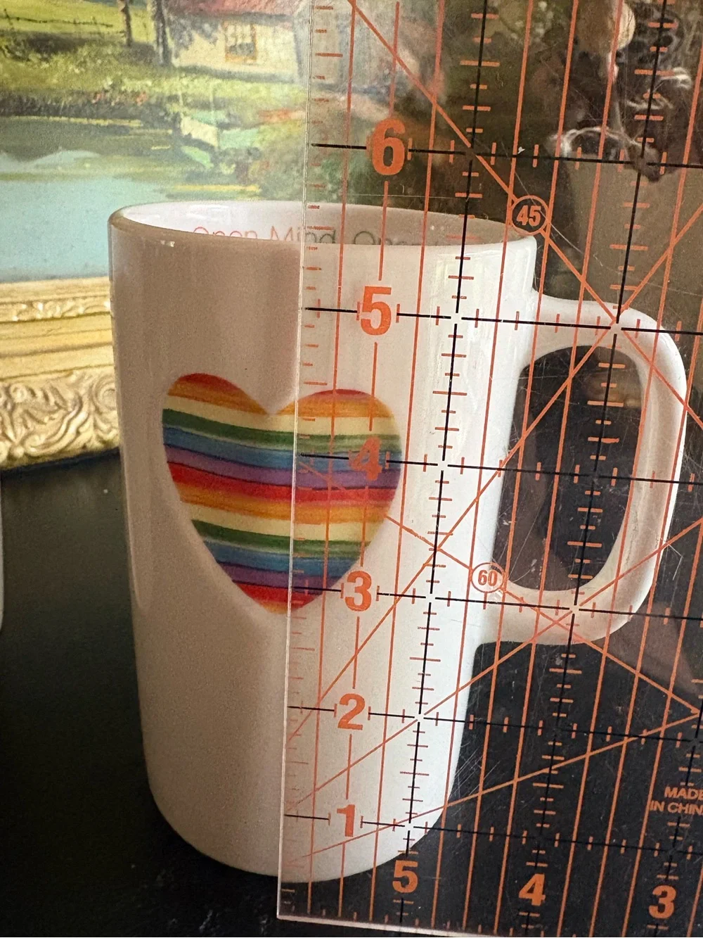2 Tall Rainbow Heart Mugs “Open Mind, Open Heart” Williams Sonoma Trevor Project